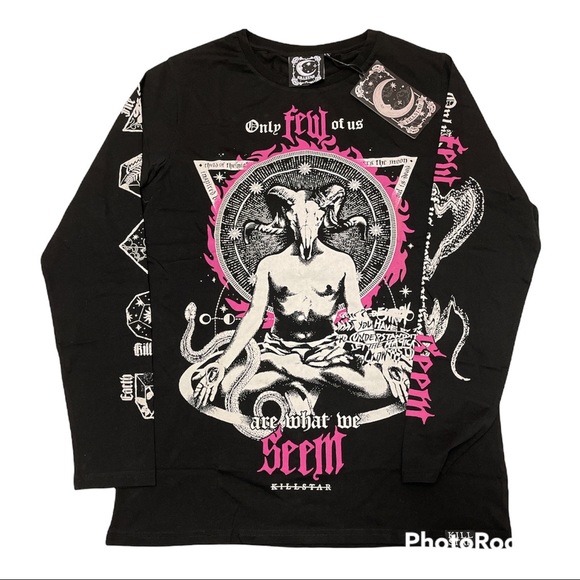 NWT KILLSTAR Meditate Gothic Punk  Satanic Long Sleeve T Shirt Size XS unisex - Picture 5 of 7